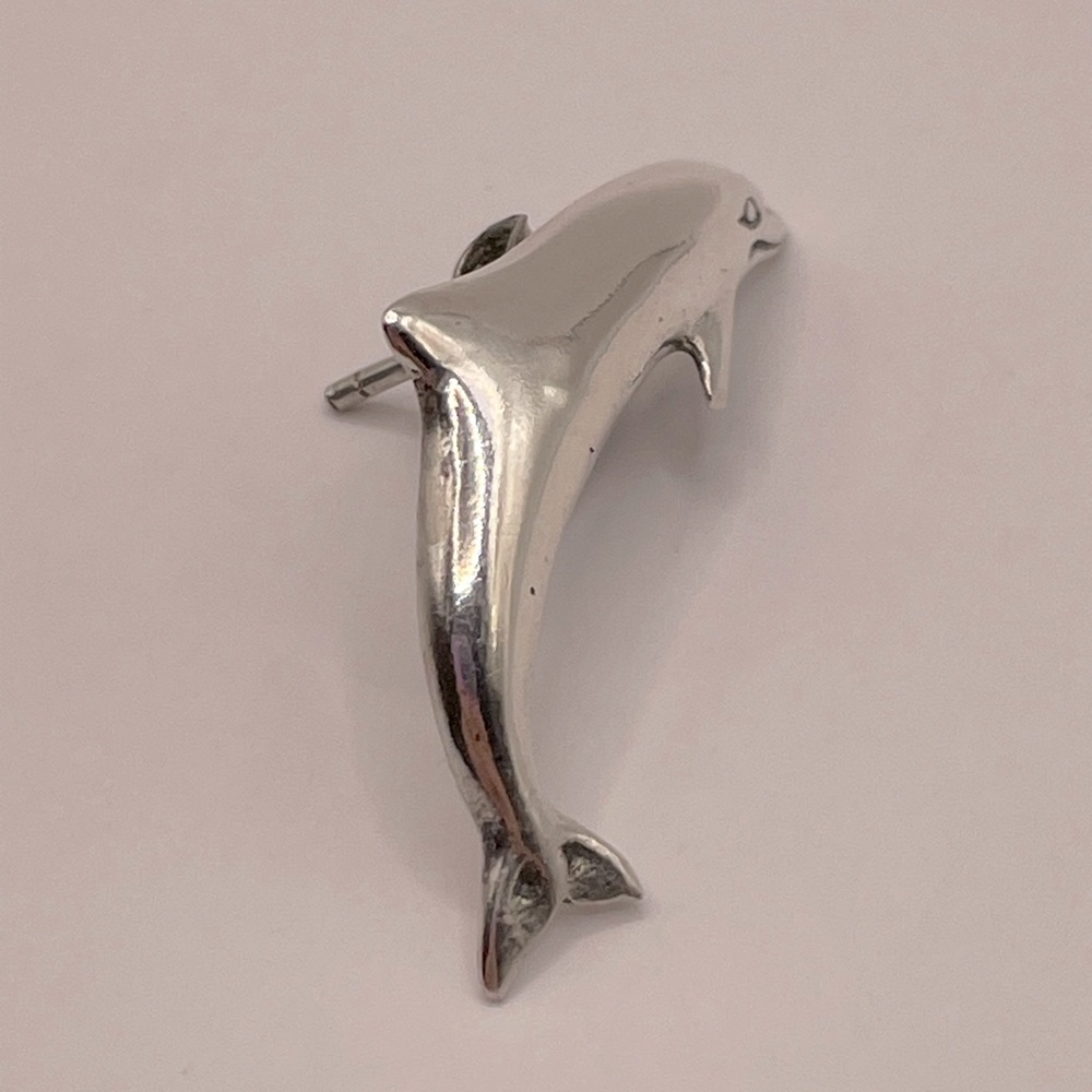 Sterling Silver Single Dolphin Earring - Picture 4 of 10